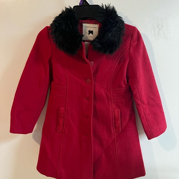 Janie and Jack wool Holiday Coat with faux fur collar size 5 - Picture 1 of 4